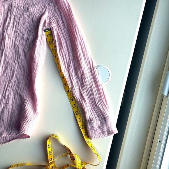 Beach Lunch Lounge Pink Crinkle Shirt, Button Down Blouse, Anthropology, Size M - Picture 8 of 10